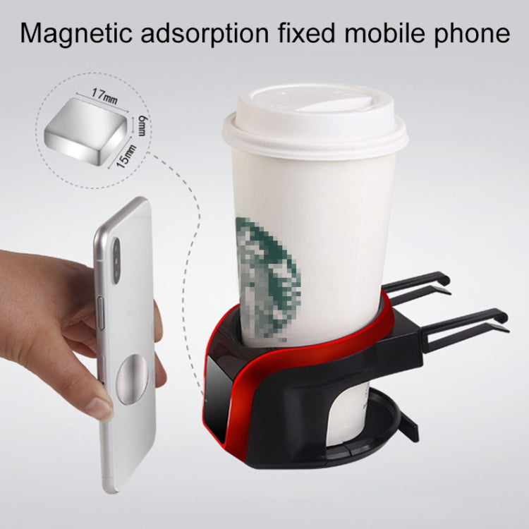 2 in 1 Car Air Outlet Magnetic Mount ที่วางแก้วเครื่องดื่มขาตั้งที่วางโทรศัพท์, 2 in 1 Phone Holder, 2 in 1 Phone Holder(Red)