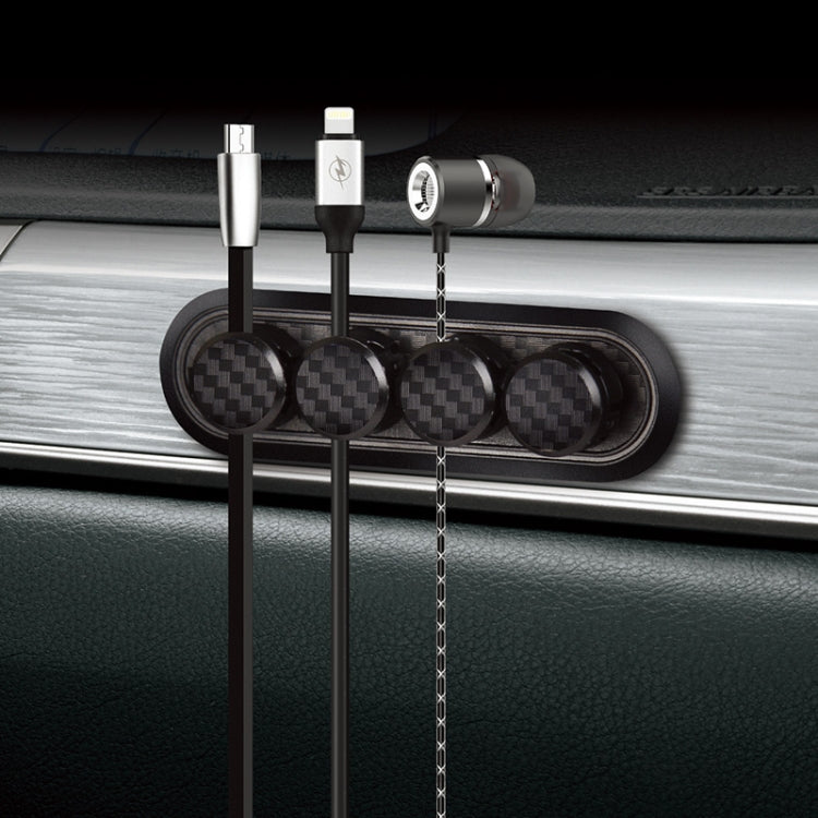 รถคาร์บอนไฟเบอร์ Magnetic Clamp กล่องเก็บสายเคเบิล Creative Desktop Hub Organizer, Desktop Hub Organizer