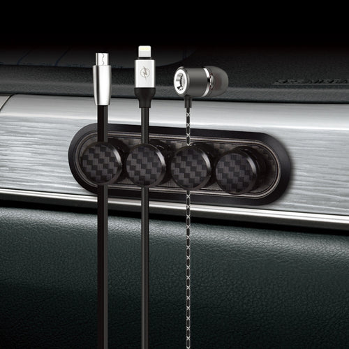 รถคาร์บอนไฟเบอร์ Magnetic Clamp กล่องเก็บสายเคเบิล Creative Desktop Hub Organizer, Desktop Hub Organizer