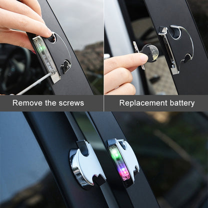 2 ชิ้นรถ LED ไฟเตือนประตูป้องกันการชนประตูเปิดไฟกระพริบไฟ, Door Warning Lights (Silver)