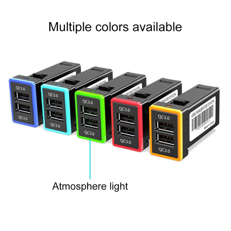 รถ QC3.0 ชาร์จเร็ว USB อินเตอร์เฟซการปรับเปลี่ยนเครื่องชาร์จสำหรับโตโยต้า, ฟิวส์เพื่อใช้พลังงาน, Fuse (Ice Blue Light)