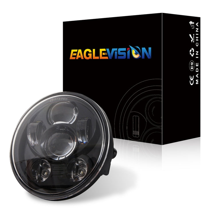 EagleVision DC9-30V 35W 6000K 4000LM 5.75 นิ้วรอบรถจักรยานยนต์ 6LEDs ไฟหน้าสำหรับ Harley-Davidson, 5.75 inch 6LEDs