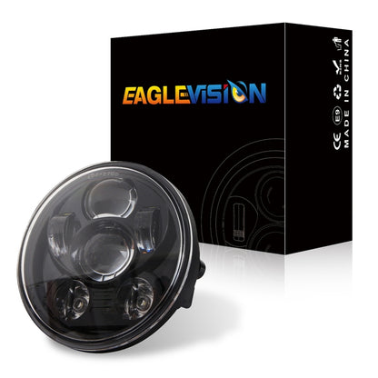 EagleVision DC9-30V 35W 6000K 4000LM 5.75 นิ้วรอบรถจักรยานยนต์ 6LEDs ไฟหน้าสำหรับ Harley-Davidson, 5.75 inch 6LEDs