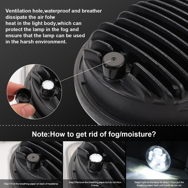 EagleVision DC9-30V 35W 6000K 4000LM 5.75 นิ้วรอบรถจักรยานยนต์ 6LEDs ไฟหน้าสำหรับ Harley-Davidson, 5.75 inch 6LEDs
