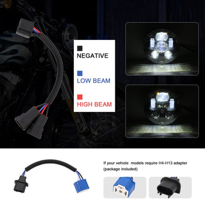 EagleVision DC9-30V 35W 6000K 4000LM 5.75 นิ้วรอบรถจักรยานยนต์ 6LEDs ไฟหน้าสำหรับ Harley-Davidson, 5.75 inch 6LEDs