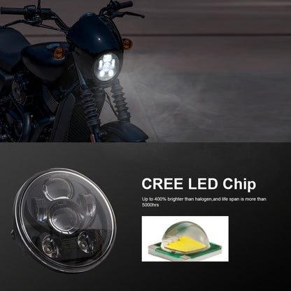 EagleVision DC9-30V 35W 6000K 4000LM 5.75 นิ้วรอบรถจักรยานยนต์ 6LEDs ไฟหน้าสำหรับ Harley-Davidson, 5.75 inch 6LEDs