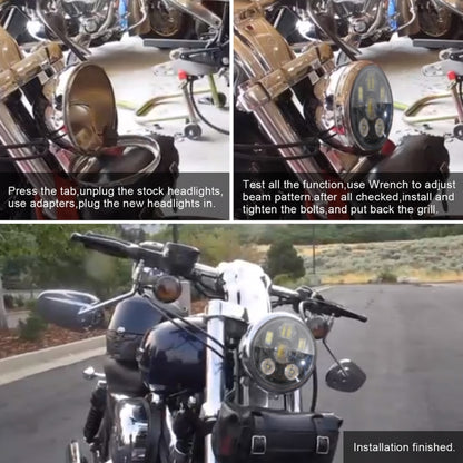 EagleVision DC9-30V 35W 6000K 4000LM 5.75 นิ้วรอบรถจักรยานยนต์ 6LEDs ไฟหน้าสำหรับ Harley-Davidson, 5.75 inch 6LEDs