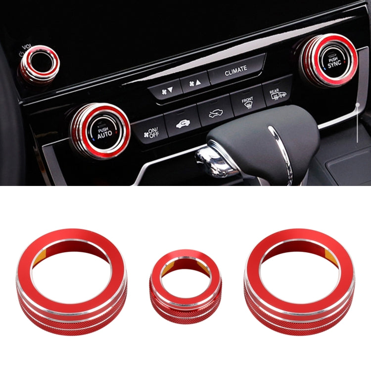 3 ชิ้นรถยนต์โลหะเครื่องปรับอากาศลูกบิด เคส สำหรับฮอนด้า CR-V 2017, For Honda CR-V 2017 (Blue), For Honda CR-V 2017 (Red)