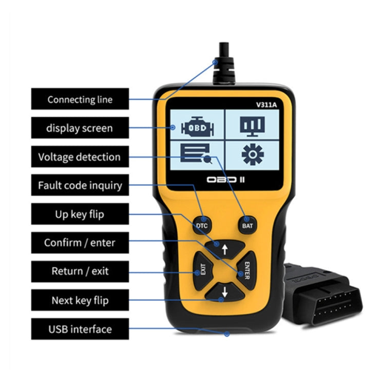 V311A รถมือถือ V1.1 OBD2 เครื่องตรวจจับข้อบกพร่อง OBD2 เครื่องมือวินิจฉัย, V311A