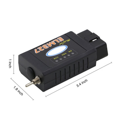 บลูทูธ V1.5 ELM327 อินเทอร์เฟซ USB OBDII เครื่องมือสแกนเนอร์วินิจฉัยอัตโนมัติพร้อมสวิตช์, Auto Diagnostic Scanner