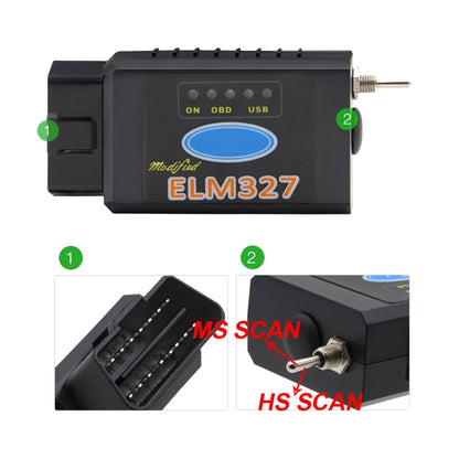 บลูทูธ V1.5 ELM327 อินเทอร์เฟซ USB OBDII เครื่องมือสแกนเนอร์วินิจฉัยอัตโนมัติพร้อมสวิตช์, Auto Diagnostic Scanner