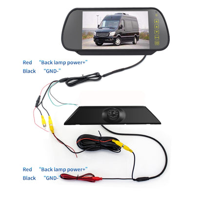 PZ474 รถกันน้ำ 170 องศาไฟเบรคกล้อง + จอภาพมองหลัง 7 นิ้วสำหรับ Iveco Daily 4 Gen, PZ474 + 7 inch Rearview Monitor