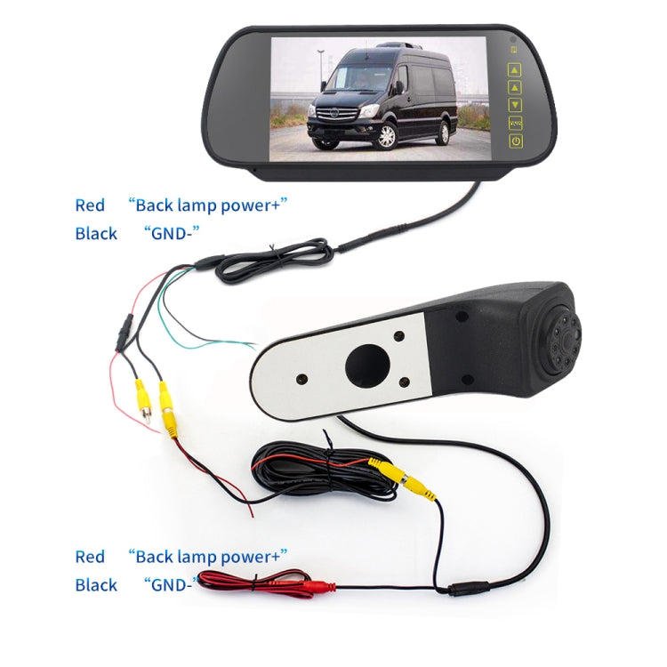 PZ475 รถกันน้ำ 170 องศาไฟเบรคกล้อง + จอภาพมองหลังขนาด 7 นิ้วสำหรับ Volkswagen Crafter, PZ475 + 7 inch Rearview Monitor