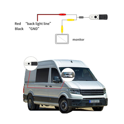 PZ475 รถกันน้ำ 170 องศาไฟเบรคกล้อง + จอภาพมองหลังขนาด 7 นิ้วสำหรับ Volkswagen Crafter, PZ475 + 7 inch Rearview Monitor