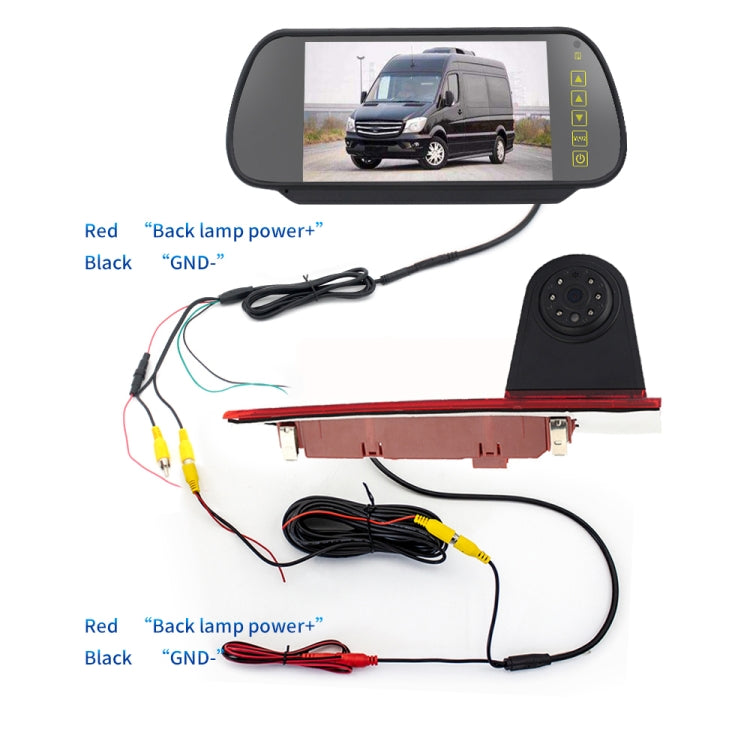 PZ477 รถกันน้ำ 170 องศาไฟเบรคกล้อง + จอภาพมองหลังขนาด 7 นิ้วสำหรับ Ford Transit Custom, PZ477 + 7 inch Rearview Monitor