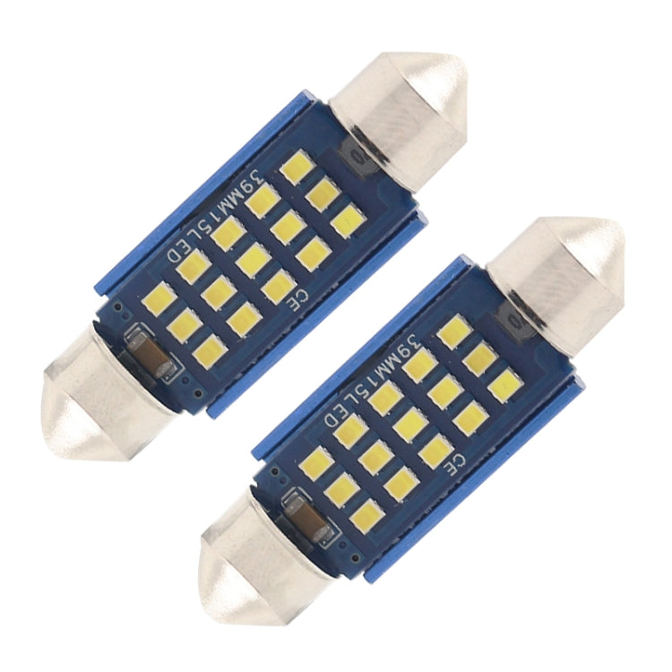 10 ชิ้น 39 มิลลิเมตร DC12-24V / 1 วัตต์ / 6000K / 60LM 15LEDs SMD รถโคมไฟอ่านหนังสือโดมแสง, 39mm