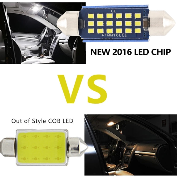 10 ชิ้น 41 มิลลิเมตร DC12-24V / 1 วัตต์ / 6000K / 60LM 18LEDs SMD รถโคมไฟอ่านหนังสือโดมแสง, 41mm