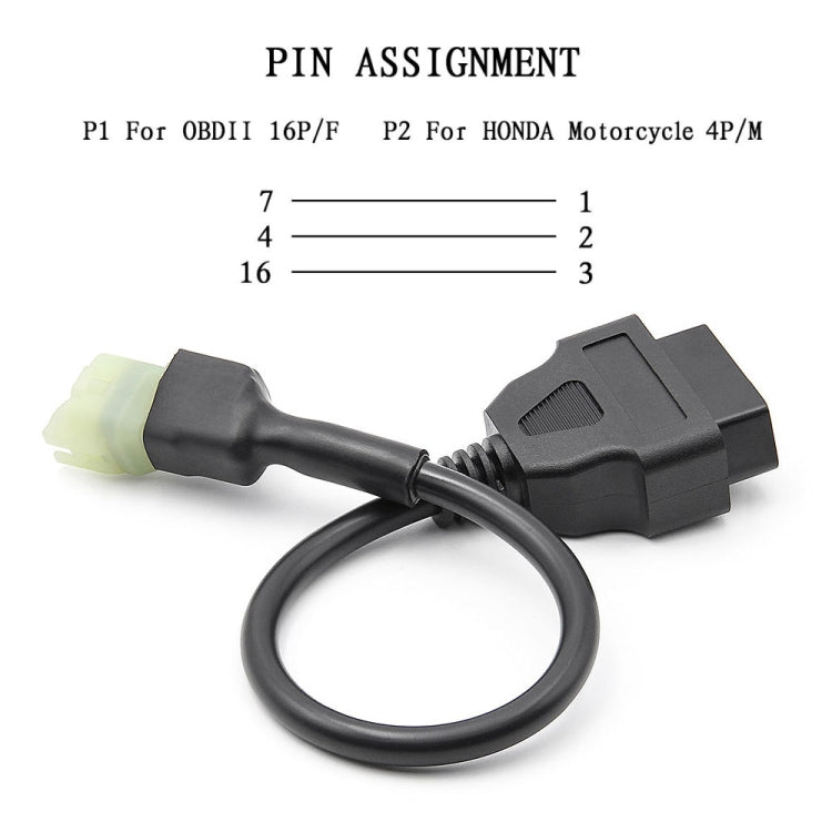 รถจักรยานยนต์ OBD 16PIN หญิงถึง 4PIN Connector Cable สำหรับ Honda, 16PIN to 4PIN