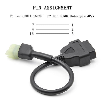 รถจักรยานยนต์ OBD 16PIN หญิงถึง 4PIN Connector Cable สำหรับ Honda, 16PIN to 4PIN