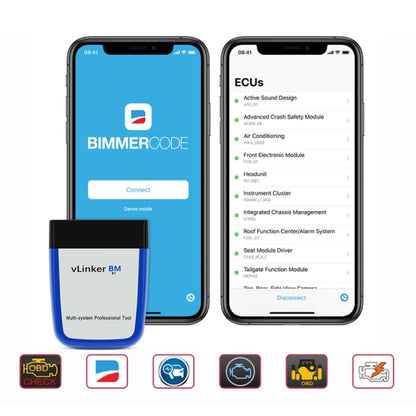 VLINKER BM V2.2 บลูทูธ 3.0 โทรศัพท์ Android รถเครื่องตรวจจับการวินิจฉัยความผิด OBD, BM V2.2 Bluetooth 3.0