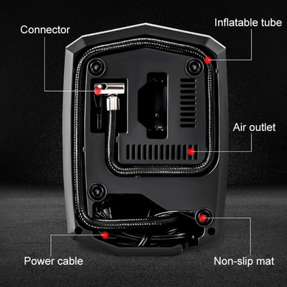 รถ 12V แบบพกพา Inflatable กระบอกเหยียบดิจิตอล แสดงผล ปั๊มลมพร้อมแสงและกล่องเครื่องมือ, Digital Display with Tool Box