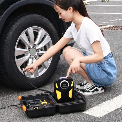รถ 12V แบบพกพา Inflatable กระบอกเหยียบดิจิตอล แสดงผล ปั๊มลมพร้อมแสงและกล่องเครื่องมือ, Digital Display with Tool Box