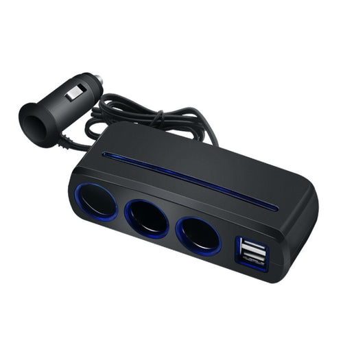 SHUNWEI SD-1938 120W 3A รถ 3 in 1 Dual USB Charger ไฟแช็กพร้อมแสงบรรยากาศ, SD-1938 (Black)