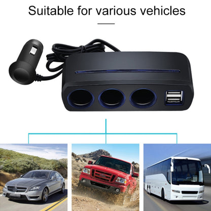 SHUNWEI SD-1938 120W 3A รถ 3 in 1 Dual USB Charger ไฟแช็กพร้อมแสงบรรยากาศ, SD-1938 (Black)