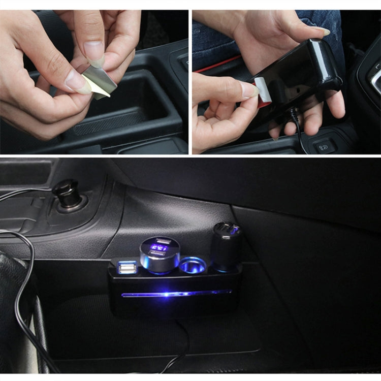 SHUNWEI SD-1938 120W 3A รถ 3 in 1 Dual USB Charger ไฟแช็กพร้อมแสงบรรยากาศ, SD-1938 (Black)
