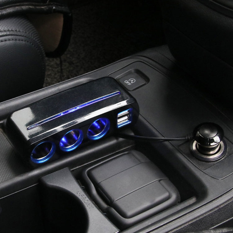 SHUNWEI SD-1938 120W 3A รถ 3 in 1 Dual USB Charger ไฟแช็กพร้อมแสงบรรยากาศ, SD-1938 (Black)