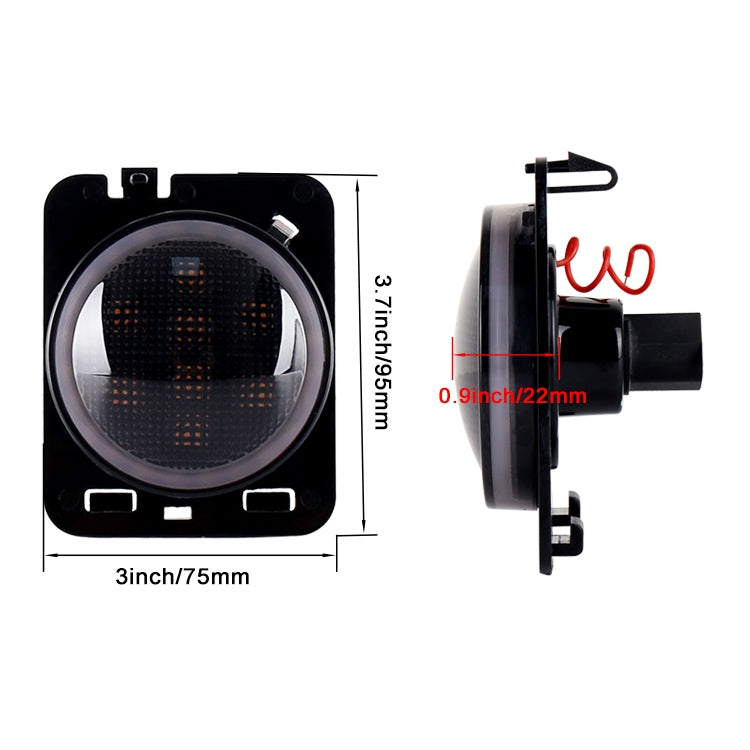 2 ชิ้น 8 วัตต์ DC 12 โวลต์รถ SUV อานิสงส์ LED คิ้วล้อเลี้ยวสัญญาณสำหรับรถจี๊ปแรงเลอร์ JK 07-17, ข้อมูลจำเพาะ: ประกอบชนที่มีรูรับแสง, Specification: Butt Assembly with Aperture