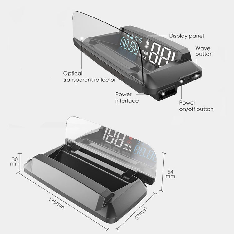 H400G รถยนต์ 3.5 นิ้วโหมด GPS HUD Head-up Display รองรับการแสดงความเร็ว / เวลา / ระยะทาง, H400G