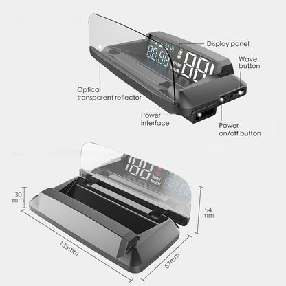 H400G รถยนต์ 3.5 นิ้วโหมด GPS HUD Head-up Display รองรับการแสดงความเร็ว / เวลา / ระยะทาง, H400G