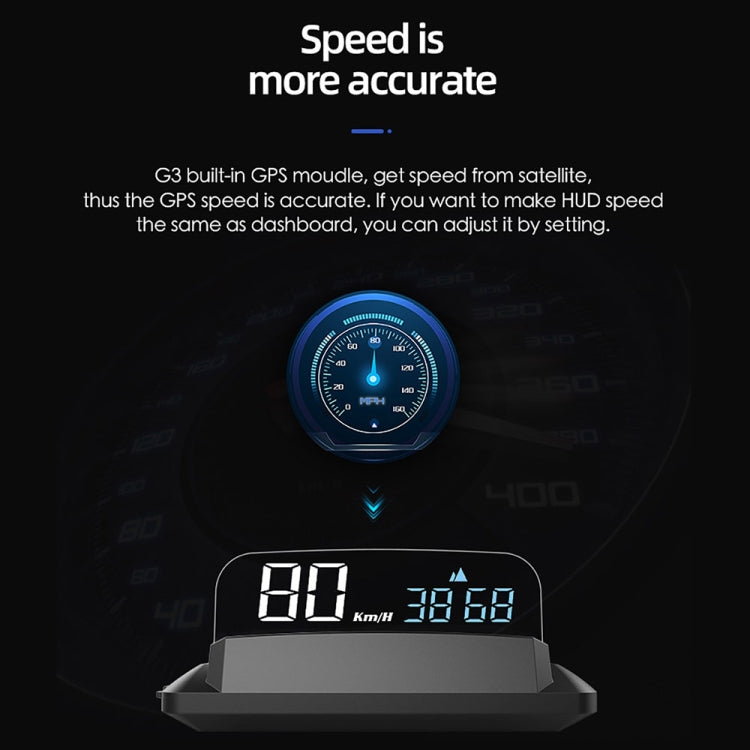 H400G รถยนต์ 3.5 นิ้วโหมด GPS HUD Head-up Display รองรับการแสดงความเร็ว / เวลา / ระยะทาง, H400G