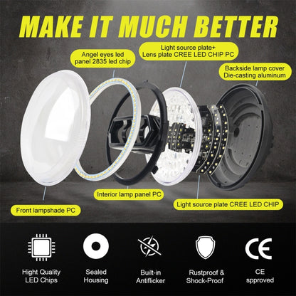 รถจักรยานยนต์คริสตัล 5.75 นิ้ว LED ไฟหน้าอุปกรณ์ปรับเปลี่ยน, Crystal