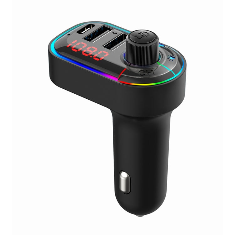 C12 มัลติฟังก์ชั่นรถ Dual USB Charger เครื่องส่งสัญญาณ FM Bluetooth พร้อมแสงบรรยากาศ, C12