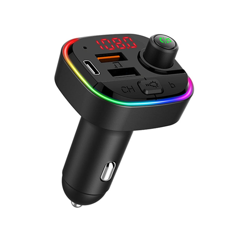 C13 รถมัลติฟังก์ชั่น Dual USB PD Fast Charger เครื่องส่งสัญญาณ FM Bluetooth พร้อมแสงบรรยากาศ, C13