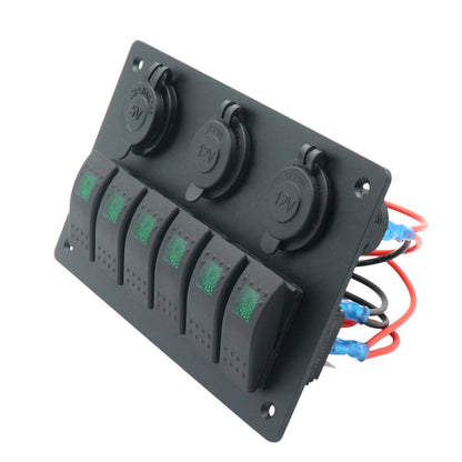 Multi-Functional COMBINATION SWITCH แผง 12 V/24 V 6 ทิศทาง + Dual USB Charger สำหรับรถ RV Marine เรือ, 6 Way (Blue Light), 6 Way (Green Light), 6 Way (Red Light)