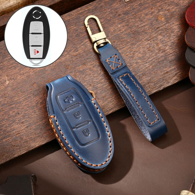 Hallmo รถ Cowhide หนังกุญแจฝาครอบป้องกันสำหรับ Nissan Sylphy แตร 3 ปุ่ม, For Nissan Sylphy 3-button Horn, Fr Nissan Sylphy 3-button Horn