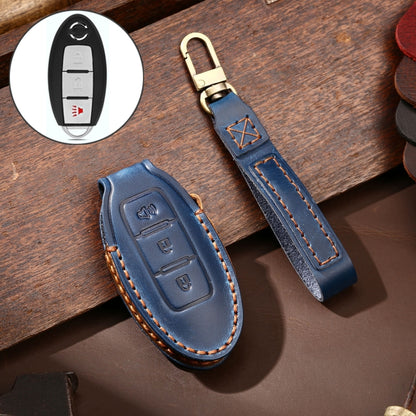 Hallmo รถ Cowhide หนังกุญแจฝาครอบป้องกันสำหรับ Nissan Sylphy แตร 3 ปุ่ม, For Nissan Sylphy 3-button Horn, Fr Nissan Sylphy 3-button Horn
