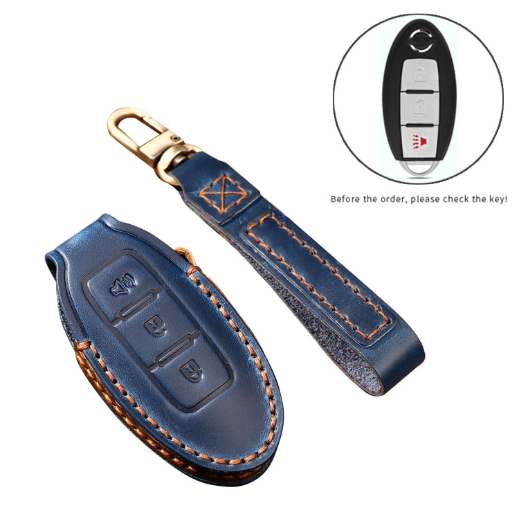 Hallmo รถ Cowhide หนังกุญแจฝาครอบป้องกันสำหรับ Nissan Sylphy แตร 3 ปุ่ม, For Nissan Sylphy 3-button Horn, Fr Nissan Sylphy 3-button Horn