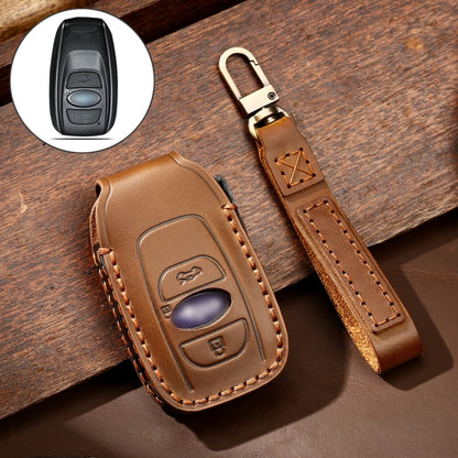 Hallmo รถ Cowhide หนังกุญแจฝาครอบป้องกันสำหรับ Subaru Forester, For Subaru Forester