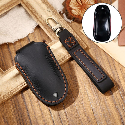 Hallmo รถ Cowhide หนังกุญแจฝาครอบป้องกันสำหรับ Tesla รุ่น 3/S A สไตล์, For Tesla Model 3 / S A Style