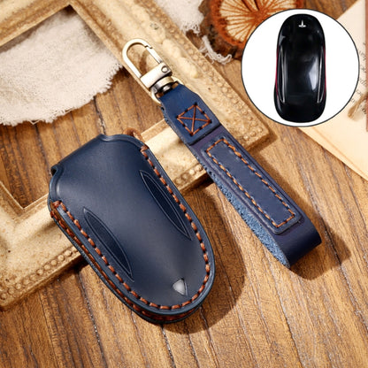 Hallmo รถ Cowhide หนังกุญแจฝาครอบป้องกันสำหรับ Tesla รุ่น 3/S A สไตล์, For Tesla Model 3 / S A Style