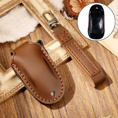 Hallmo รถ Cowhide หนังกุญแจฝาครอบป้องกันสำหรับ Tesla รุ่น 3/S A สไตล์, For Tesla Model 3 / S A Style