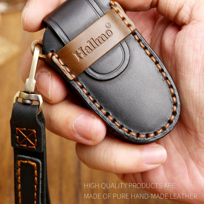 Hallmo รถ Cowhide หนังกุญแจฝาครอบป้องกันสำหรับ Tesla รุ่น 3/S A สไตล์, For Tesla Model 3 / S A Style
