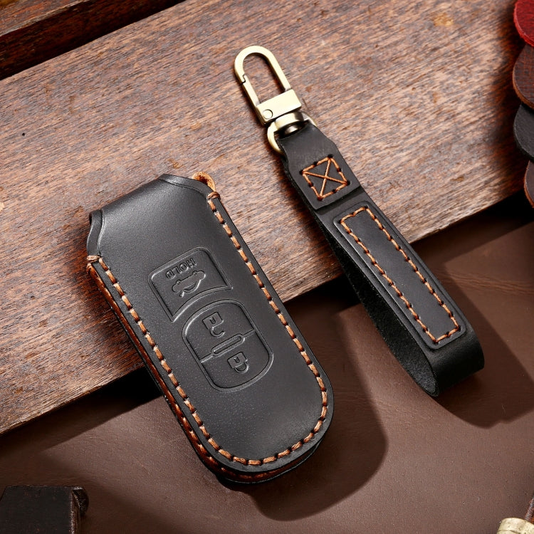Hallmo รถ Cowhide หนังกุญแจฝาครอบป้องกันสำหรับ MAZDA Axela 3 ปุ่ม, For Mazda Axela 3-button