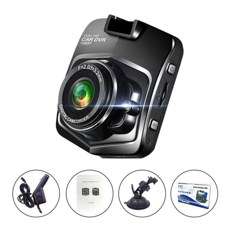 รถขนาด 2.4 นิ้ว 480P เครื่องบันทึกภาพเดี่ยวเครื่องบันทึกการขับขี่ DVR รองรับการตรวจสอบที่จอดรถ / การบันทึกแบบวนซ้ำ (สีดำ), 2.4 inch