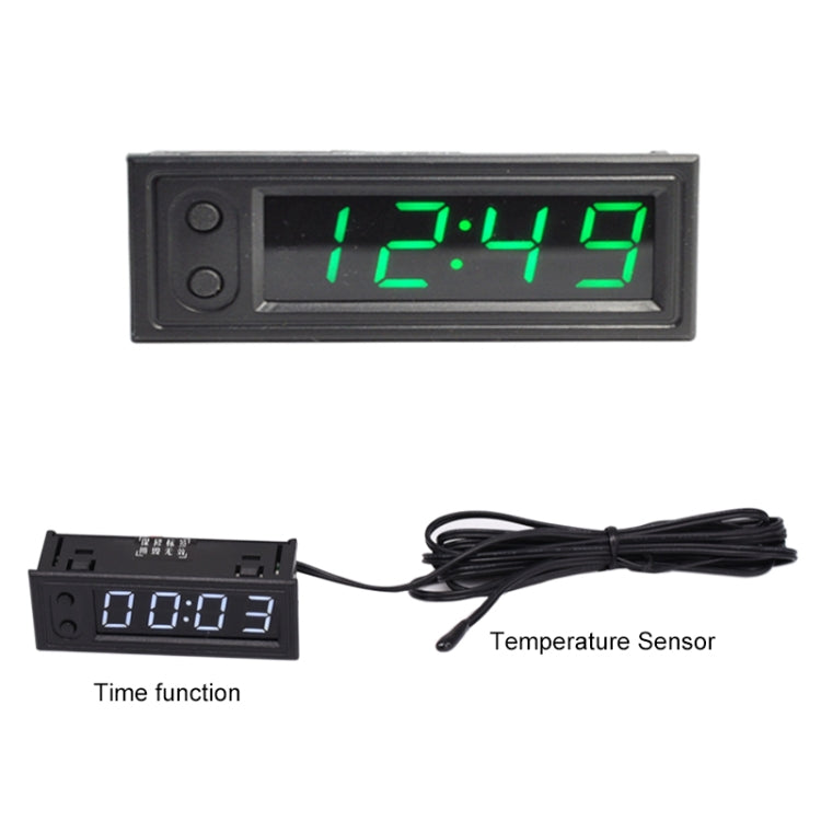 3 in 1 รถยนต์ความแม่นยำสูงอิเล็กทรอนิกส์ LED Luminous Clock + เครื่องวัดอุณหภูมิ + โวลต์มิเตอร์, 3 in 1 Green, 3 in 1 Blue, 3 in 1 Red