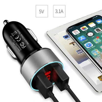 JMG-C016A 5V 3.1A เครื่องชาร์จ USB คู่ในรถยนต์พร้อมจอแสดงผล LED, JMG-C016A (Black), JMG-C016A (Gold), JMG-C016A (Blue), JMG-C016A (Red), JMG-C016A (Silver)